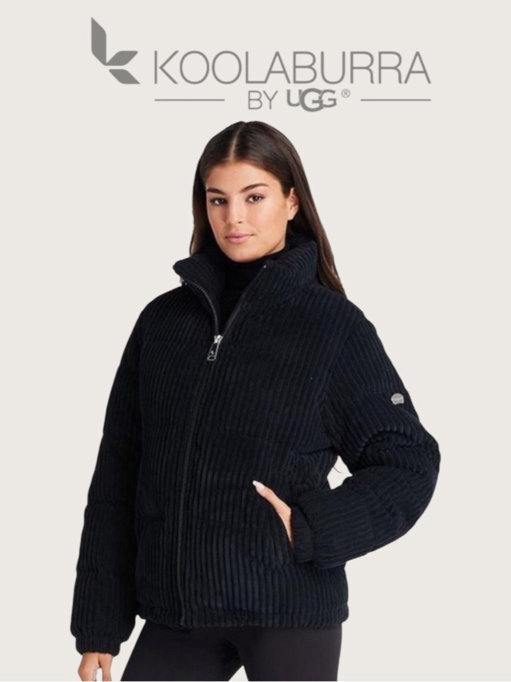 Koolaburra by UGG Black Corduroy Puffer Jacket
